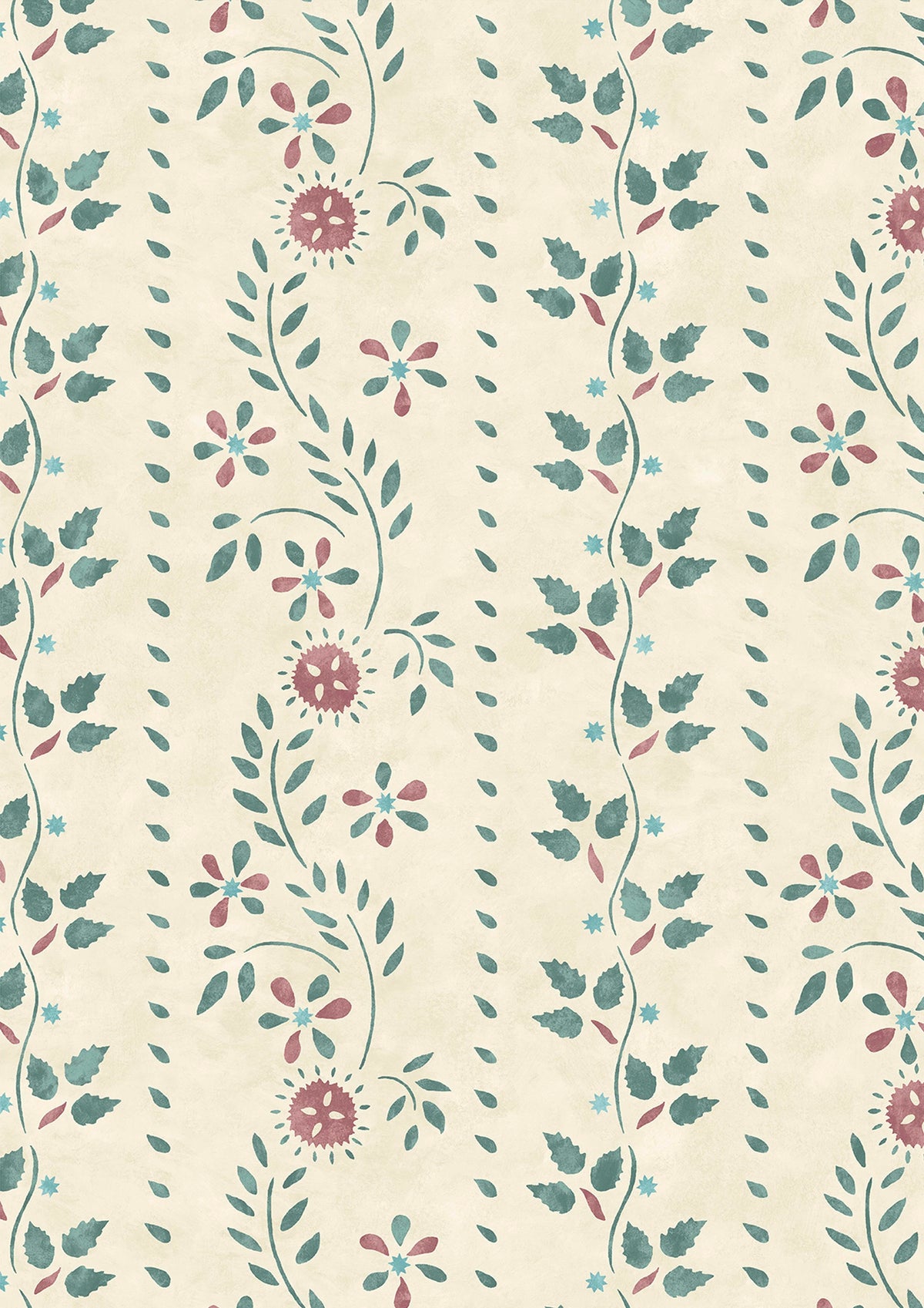 Folklore Teal Berry – close-up — Lewis & Wood behang