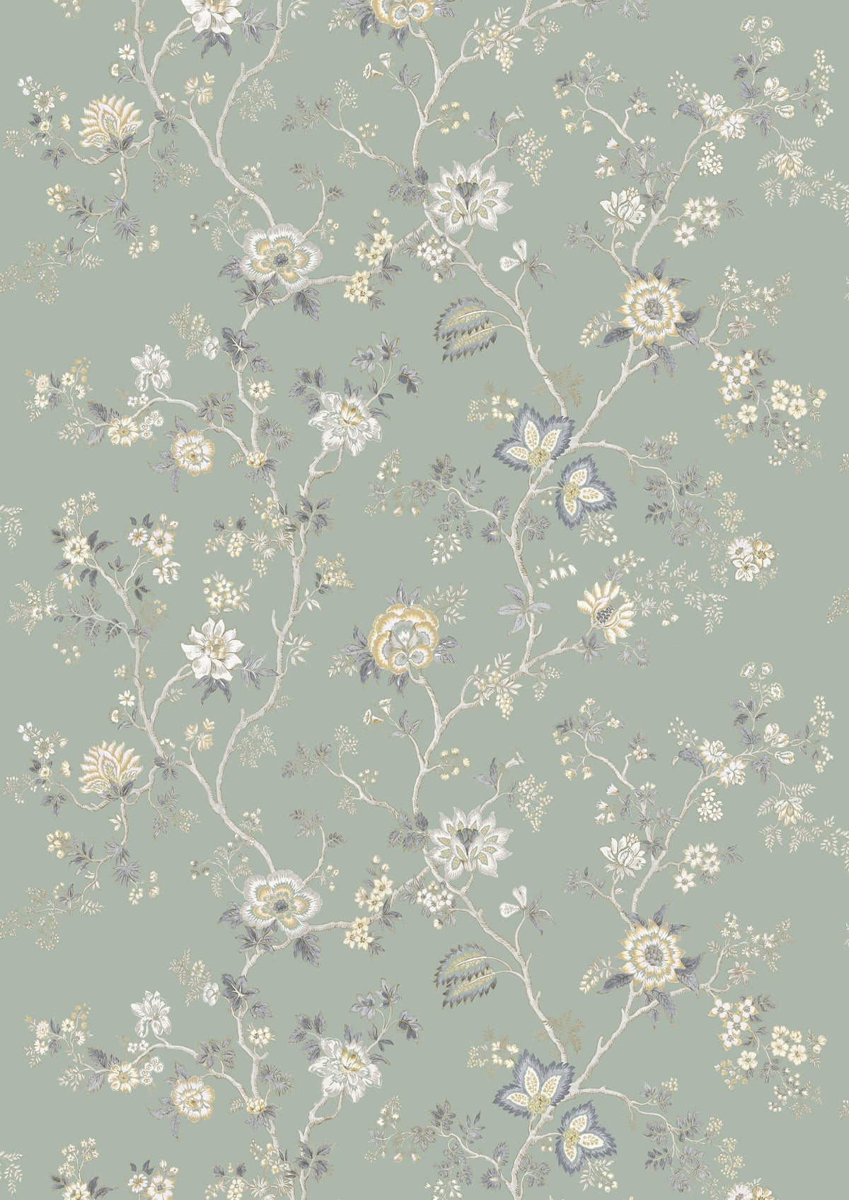 Indienne Green Glaze – volle breedte — Lewis & Wood behang