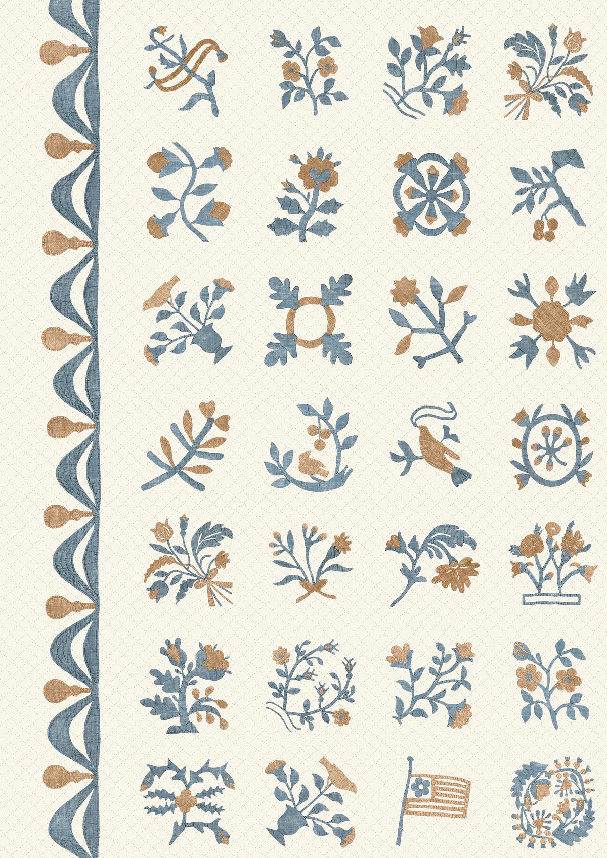 Libertyville Ginger Denim – närbild — Lewis & Wood tyg