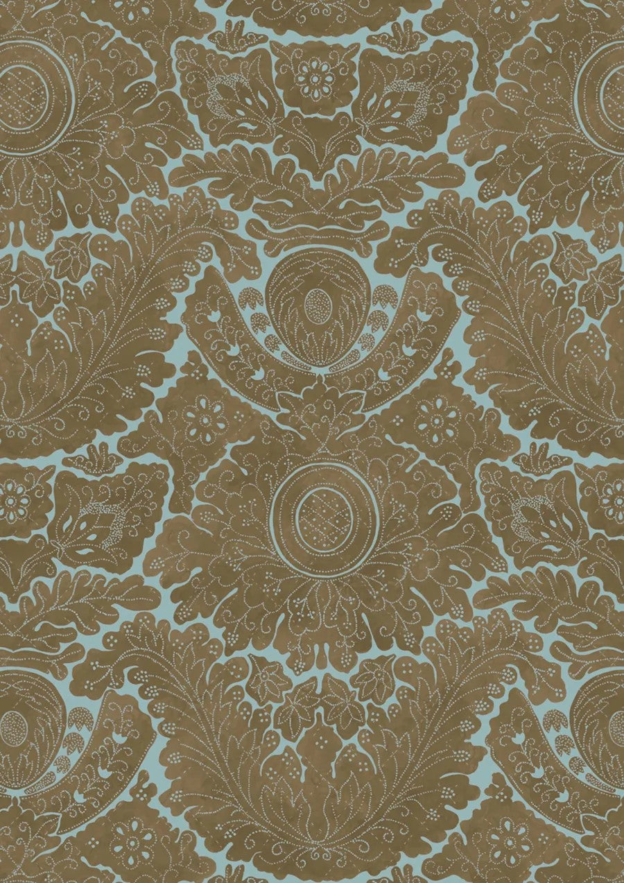Nantes Overdye Brown Blue – Nahaufnahme — Lewis & Wood Stoff