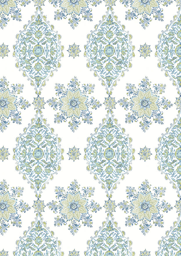 Pashmina LG Lapis Lime – close-up — Lewis & Wood stof