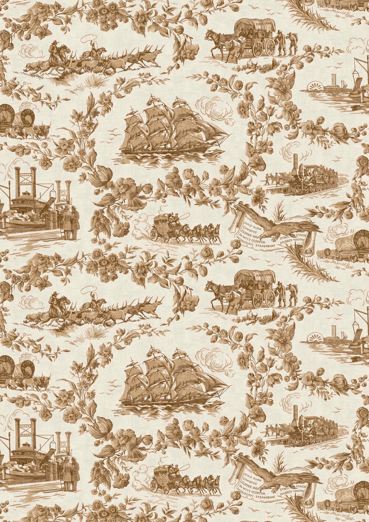 Pioneer Days Gingerbread – volle breedte — Lewis & Wood stof