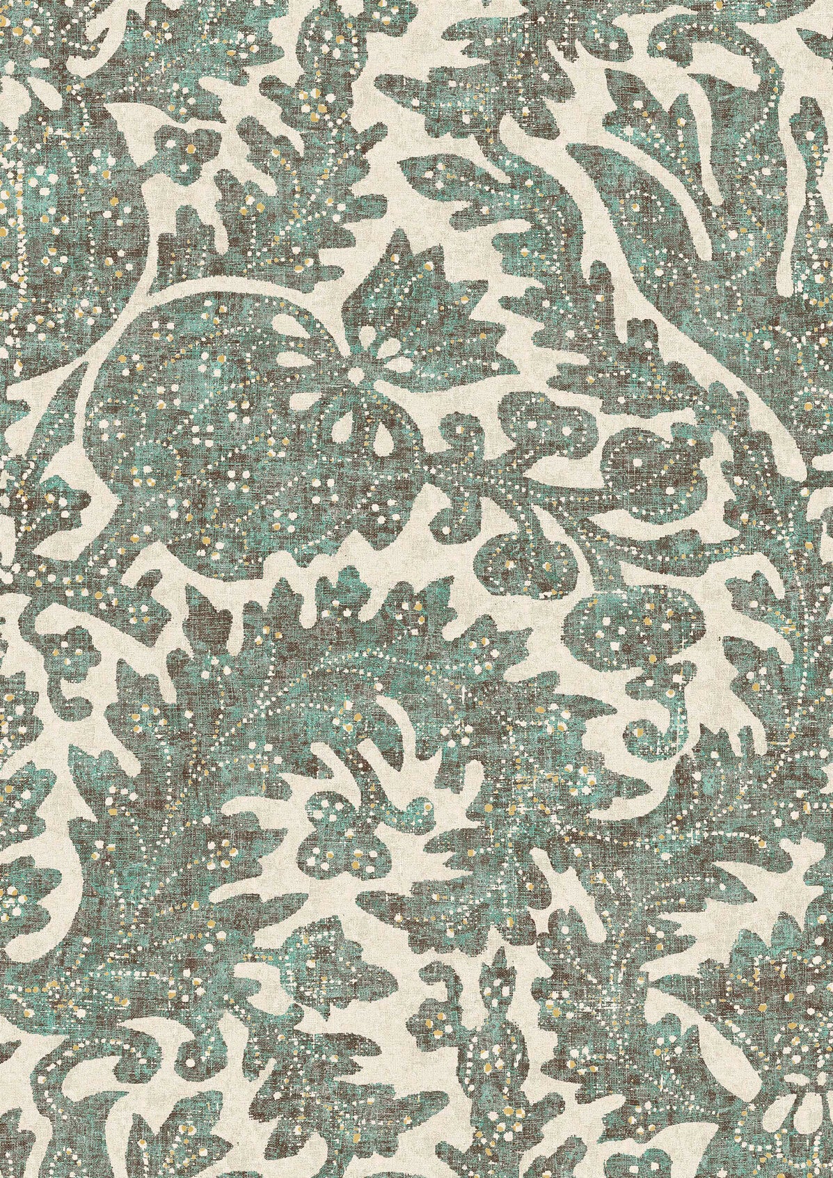 Pomegranate Verdigris – Nahaufnahme — Lewis & Wood Stoff