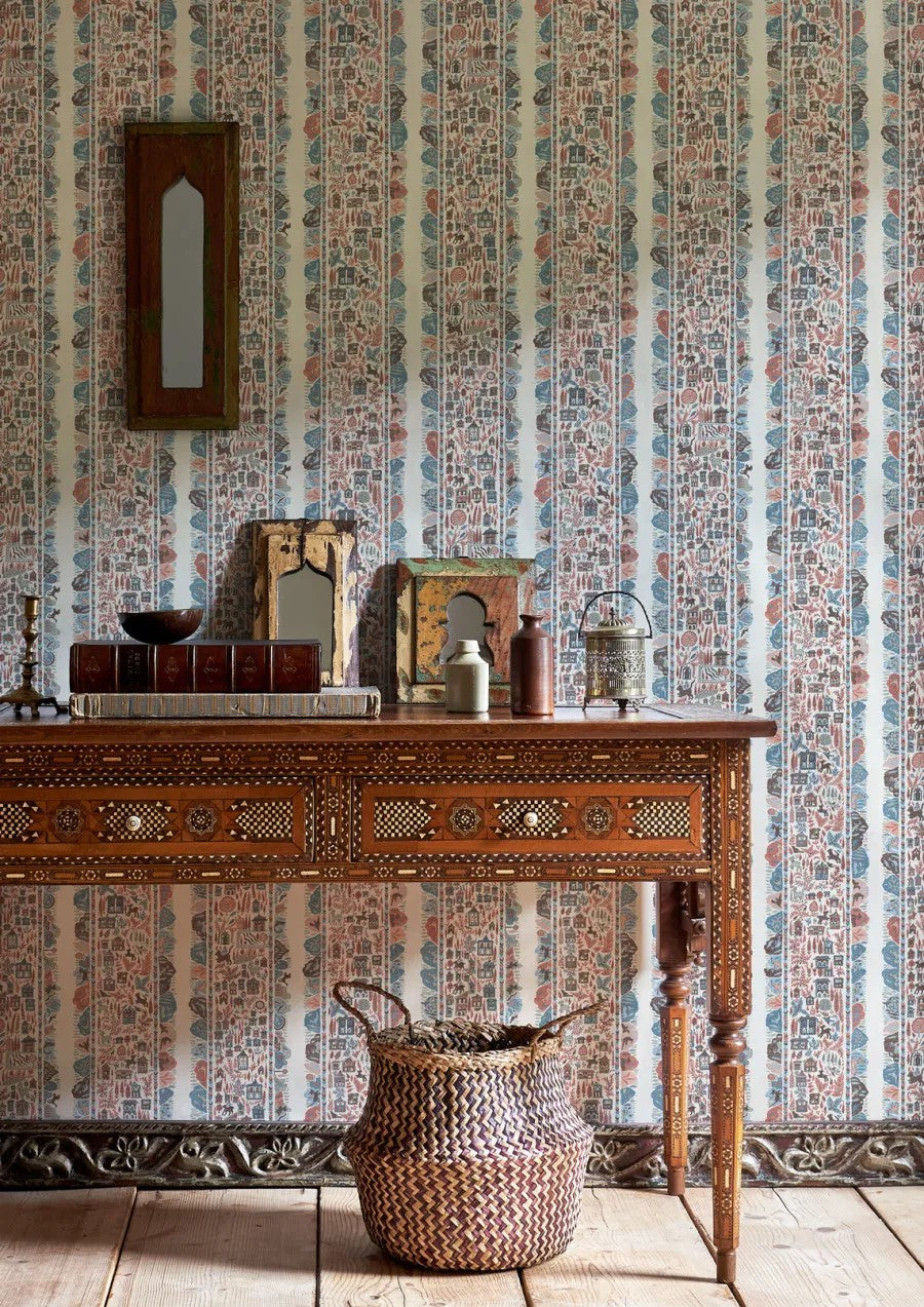 Ravi Ribbon Blue Almond — Lewis & Wood behang