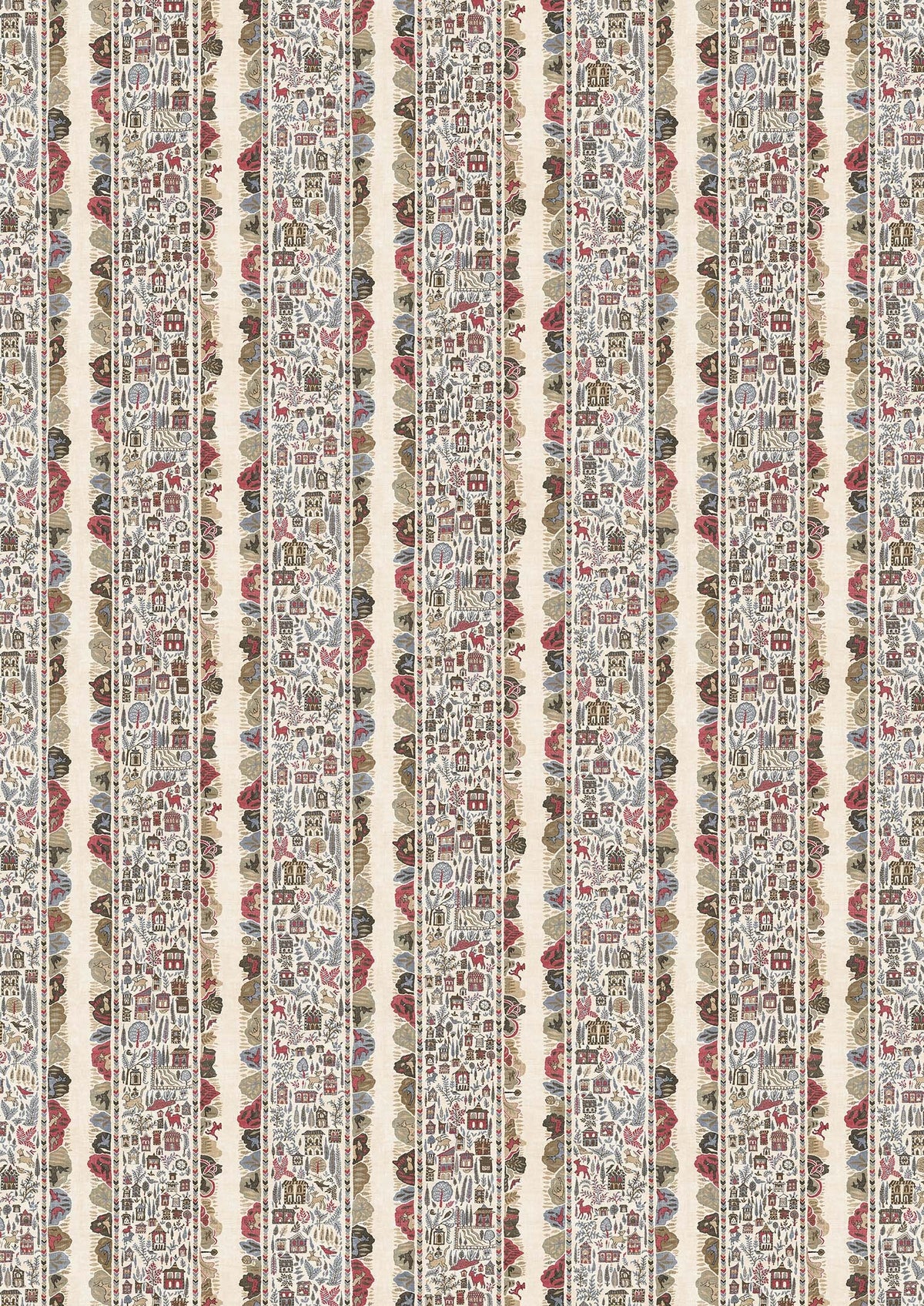 Ravi Ribbon Peat Pomegranate – volle breedte — Lewis & Wood behang