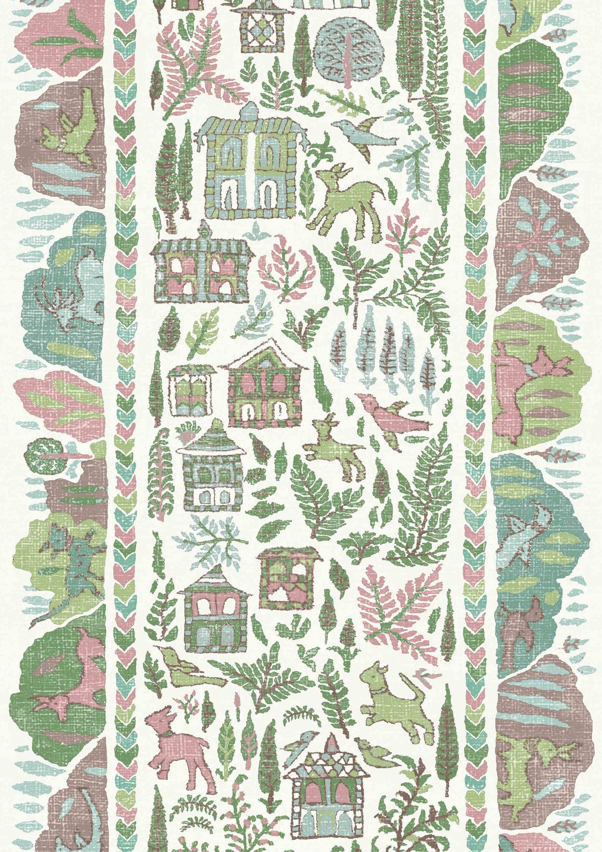Ravi Ribbon Pistachio Rose — Lewis & Wood behang