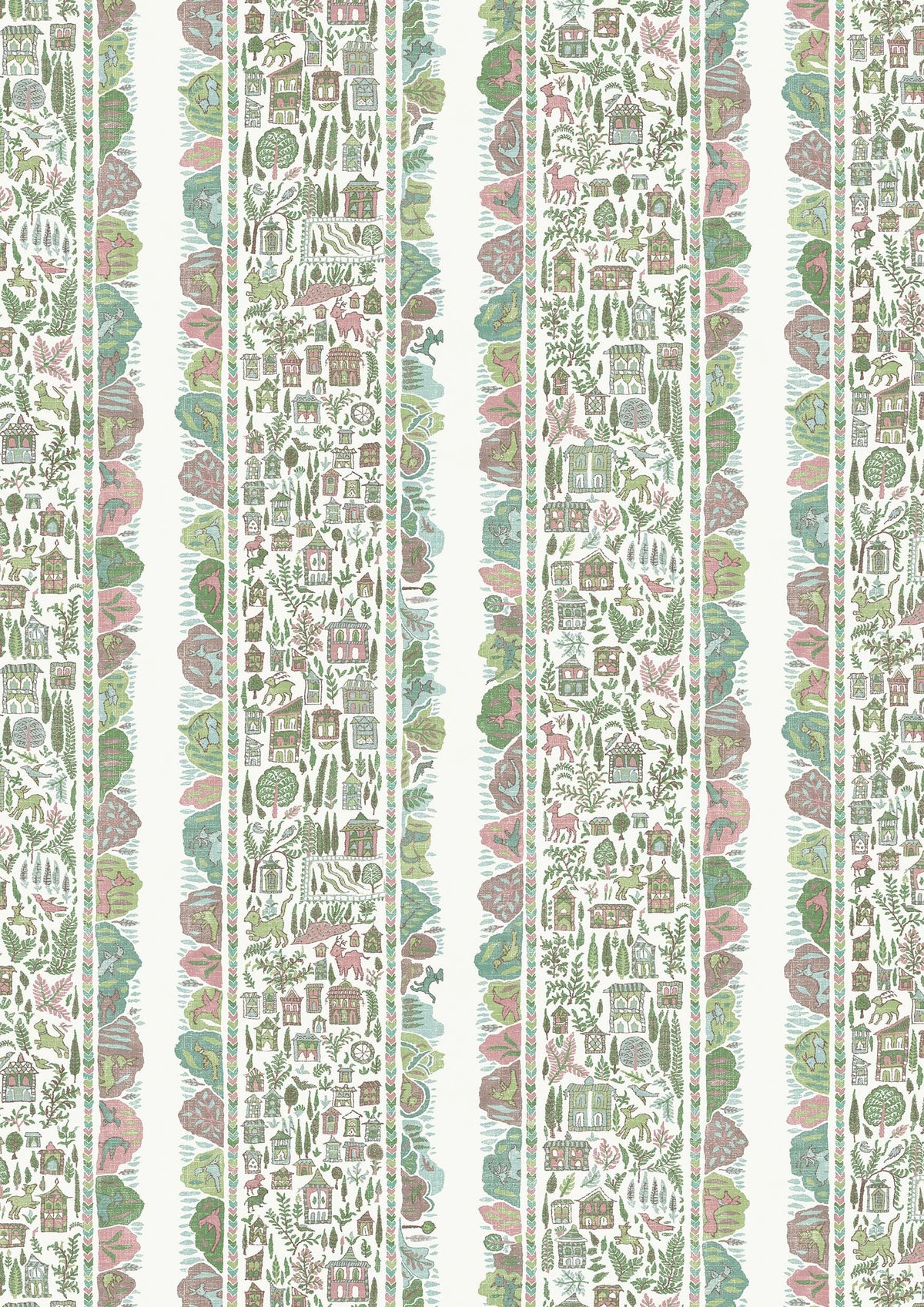Ravi Ribbon Pistachio Rose – close-up — Lewis & Wood behang