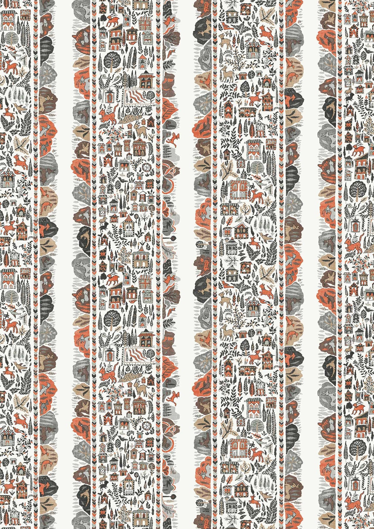 Ravi Ribbon Satsuma Soot – close-up — Lewis & Wood behang
