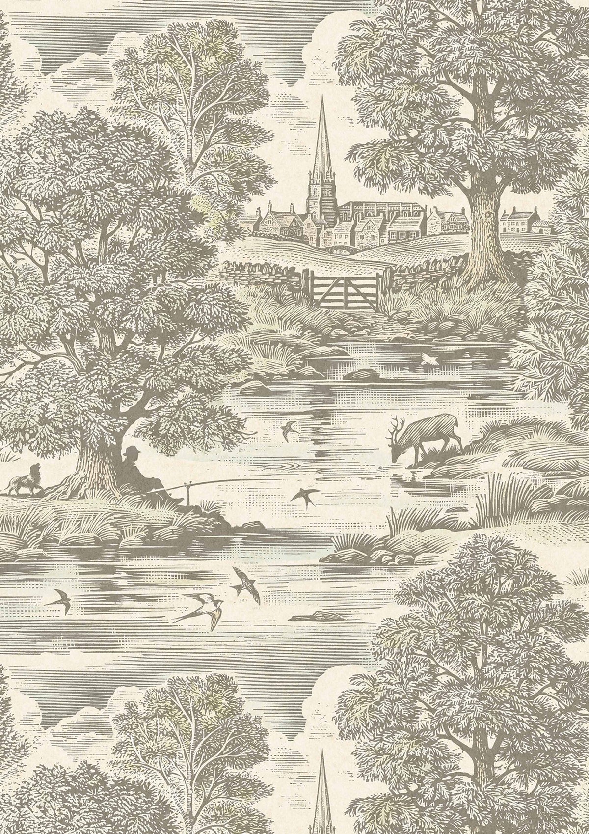 Royal Oak Aquatint – Nahaufnahme — Lewis & Wood Tapete