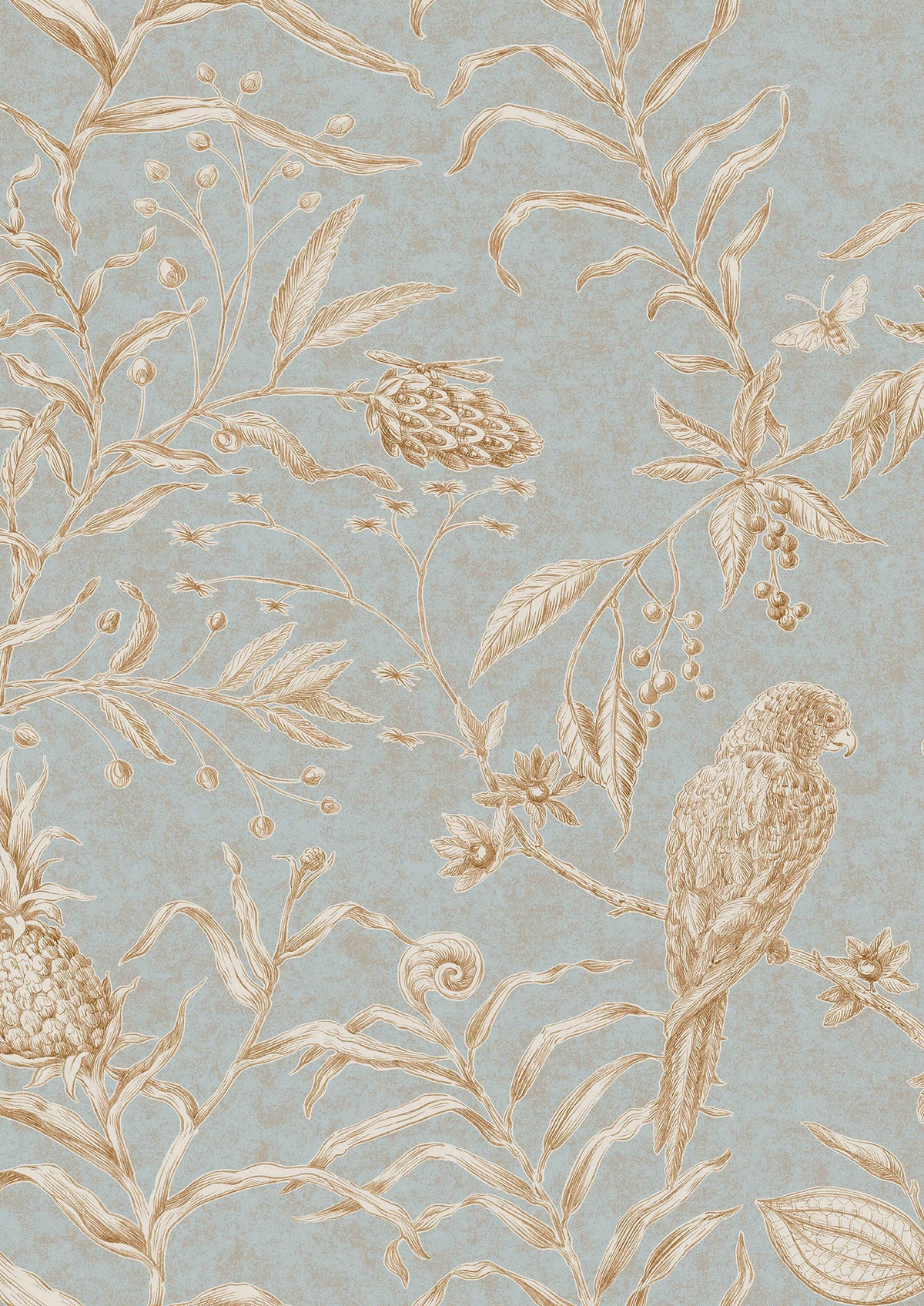 Squawk Grey Gold – närbild — Lewis & Wood tyg