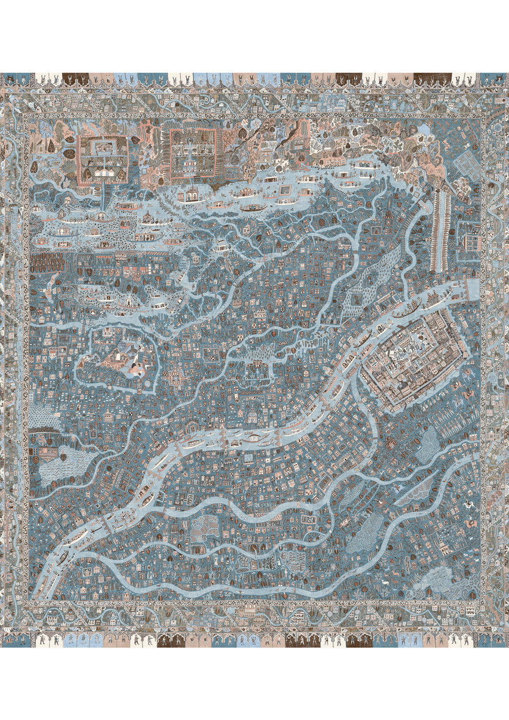 The Map Mini Blue Almond – hel bredd — Lewis & Wood tapet