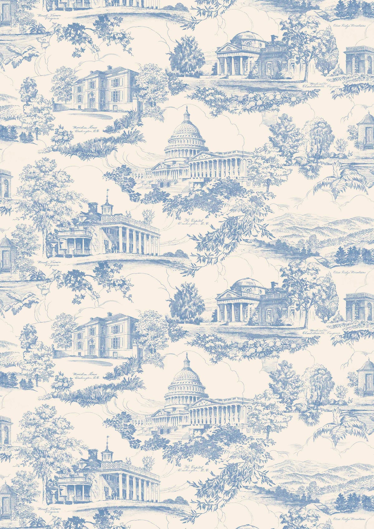 Washington Toile Blue Ridge – volle breedte — Lewis & Wood behang
