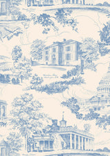 Washington Toile Blue Ridge – close-up — Lewis & Wood behang