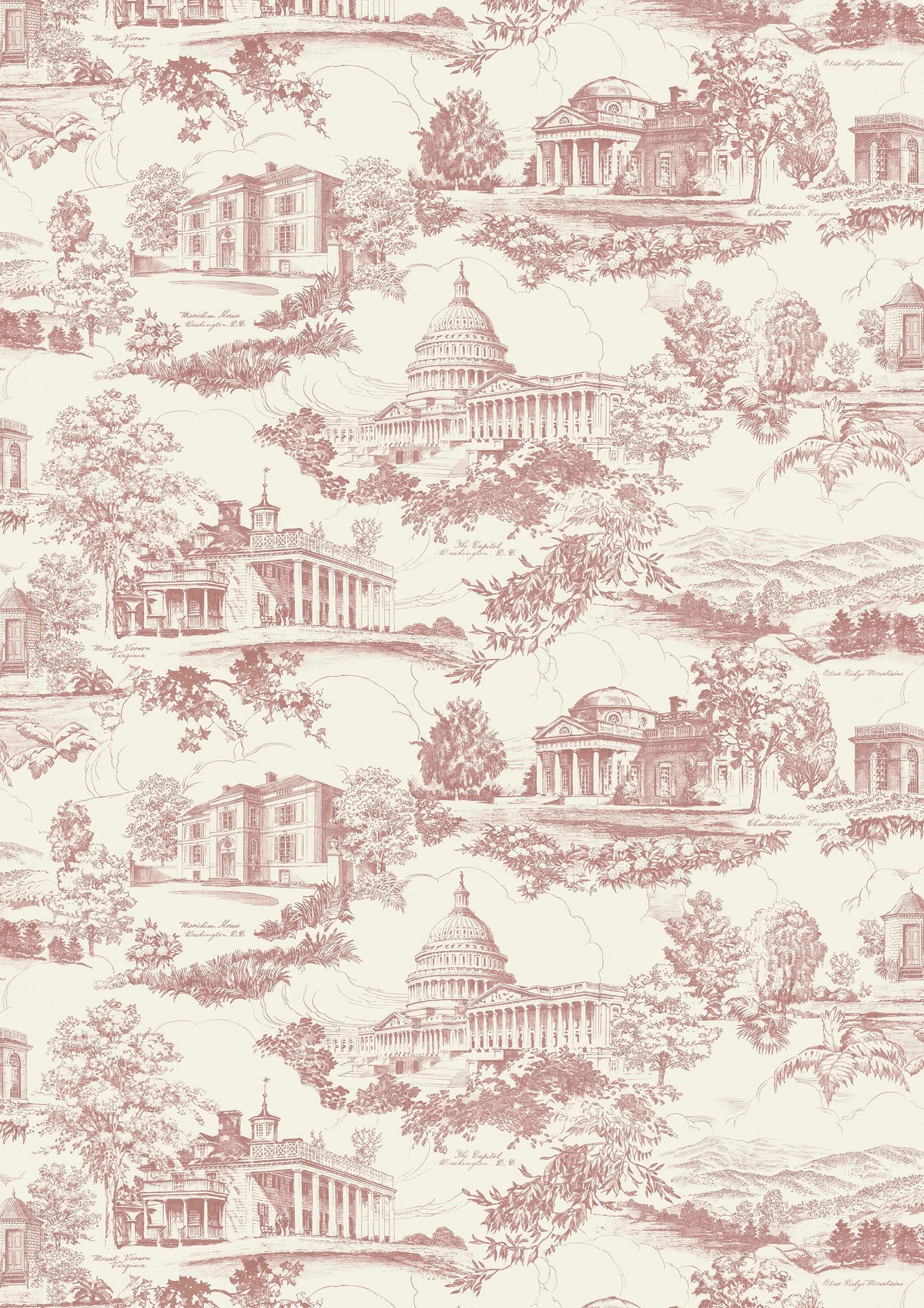 Washington Toile Cherry Blossom – volle breedte — Lewis & Wood behang
