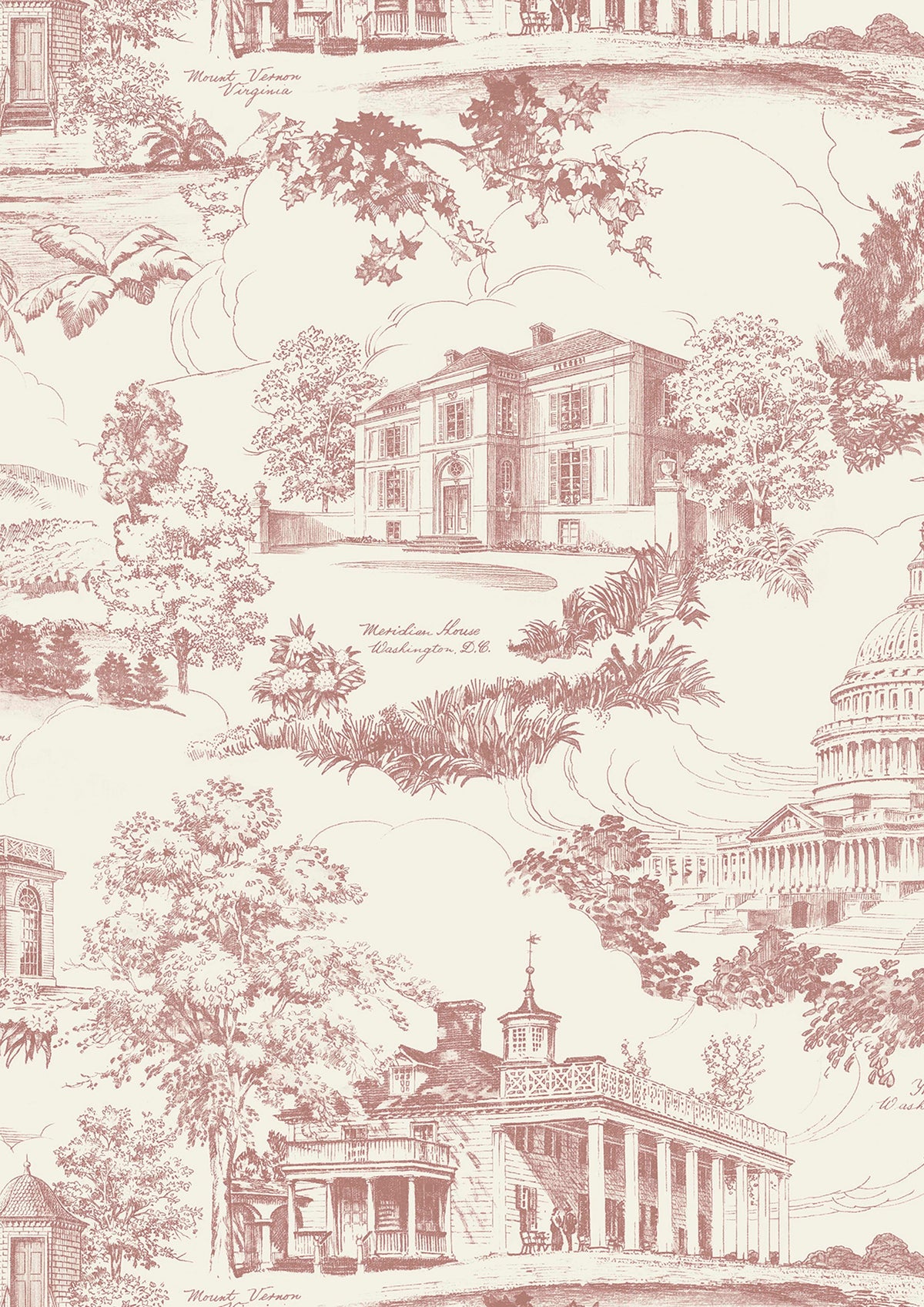 Washington Toile Cherry Blossom – close-up — Lewis & Wood behang