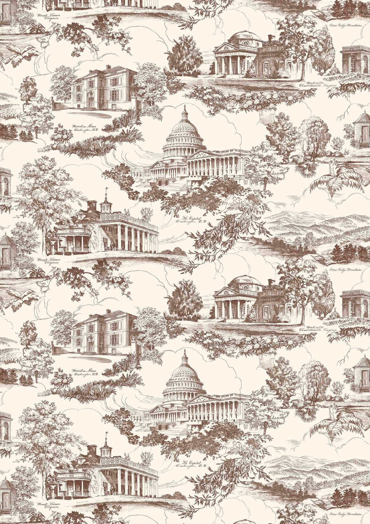 Washington Toile Library – volle breedte — Lewis & Wood behang
