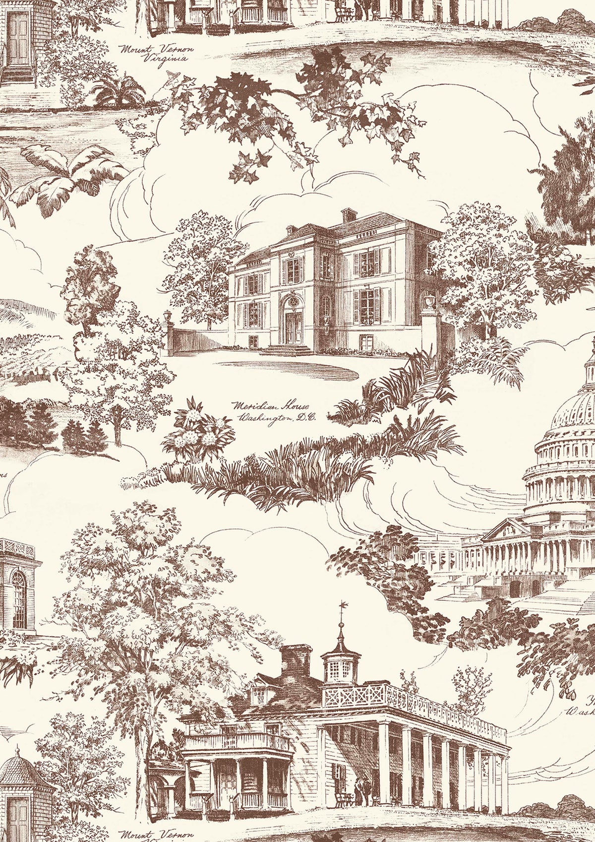Washington Toile Library – close-up — Lewis & Wood behang