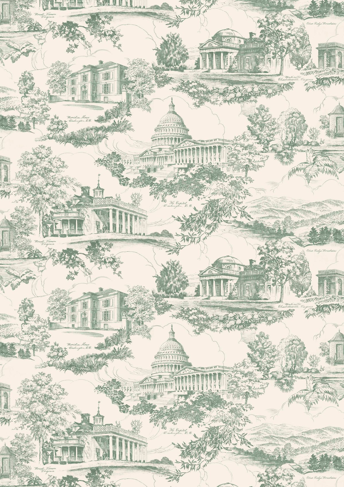Washington Toile Lincoln Green – volle breedte — Lewis & Wood stof