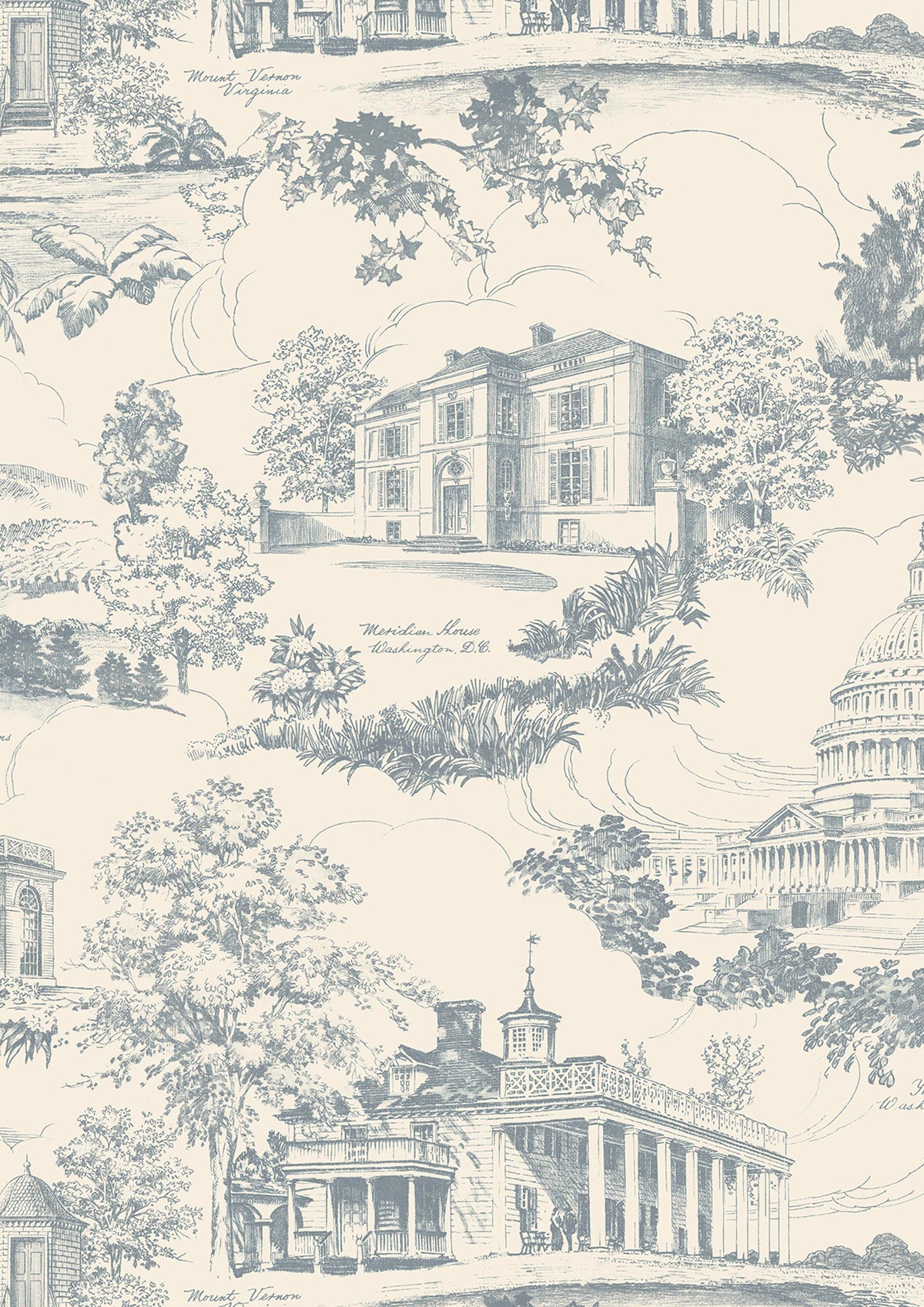 Washington Toile Potomac – close-up — Lewis & Wood behang
