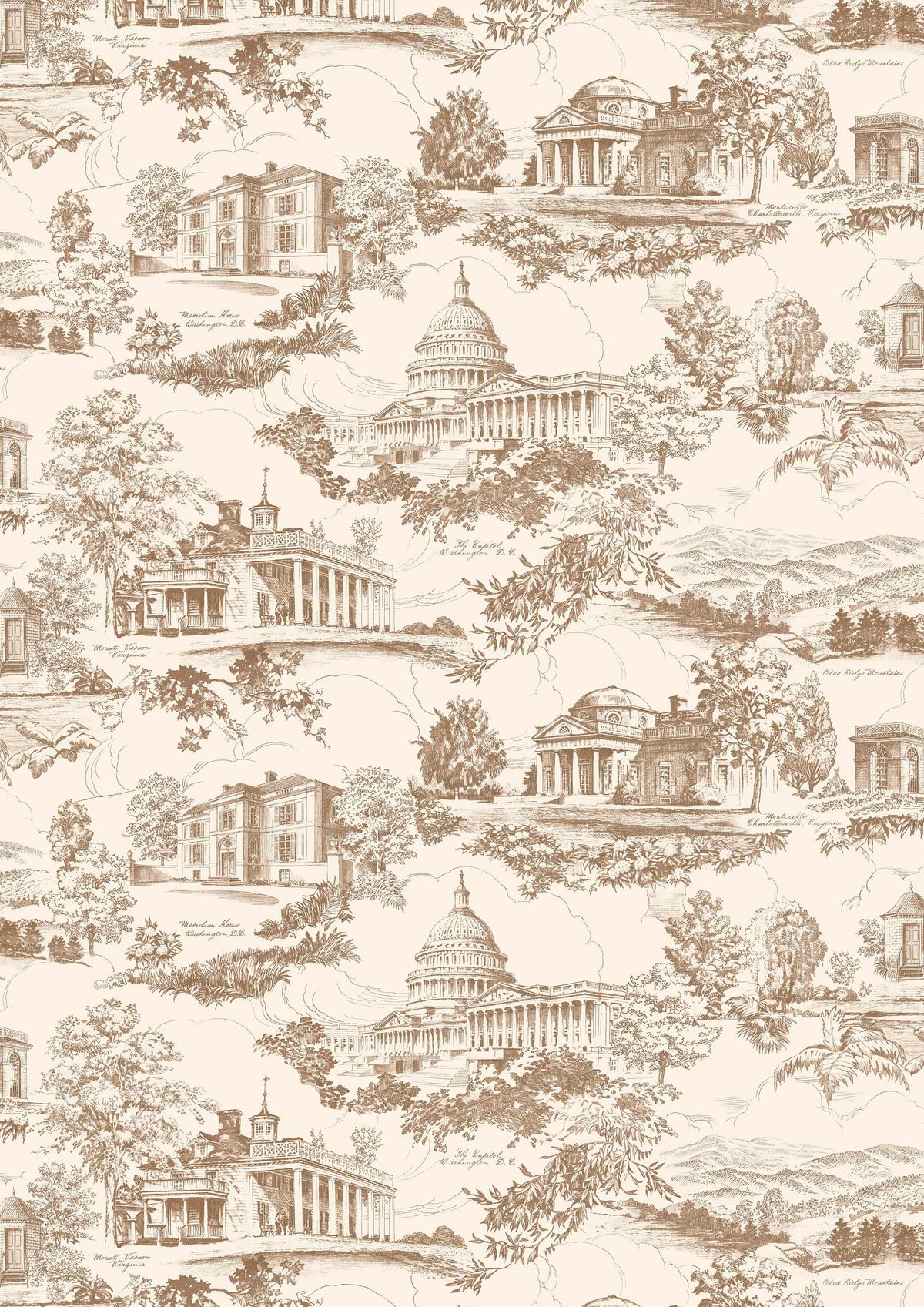 Washington Toile Vintage – volle breedte — Lewis & Wood behang