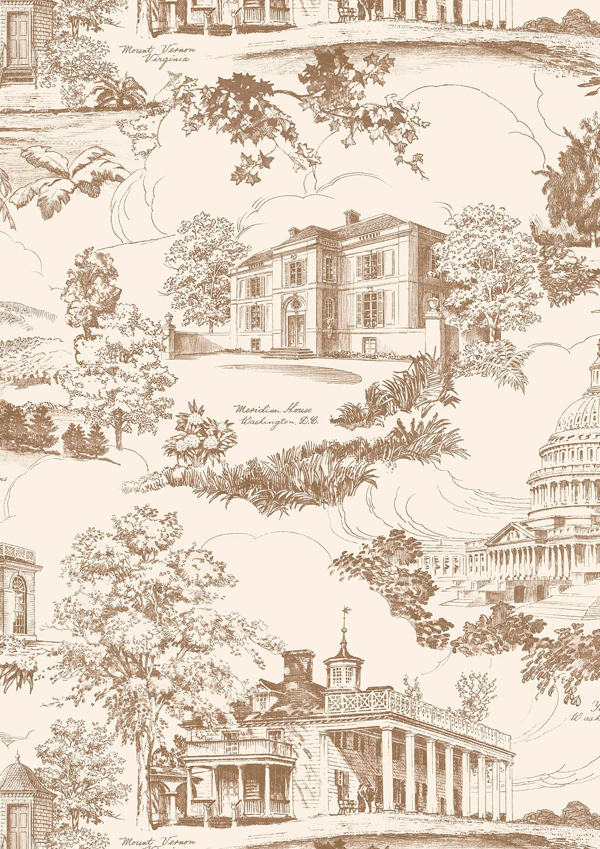 Washington Toile Vintage – close-up — Lewis & Wood behang
