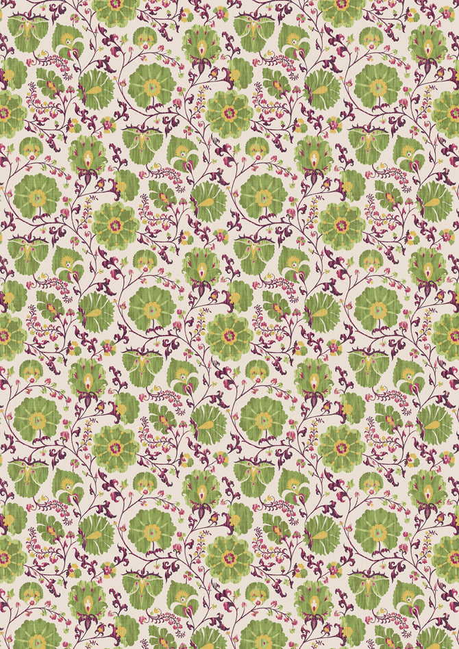 Zarafshan Lime Damson – volle breedte — Lewis & Wood stof