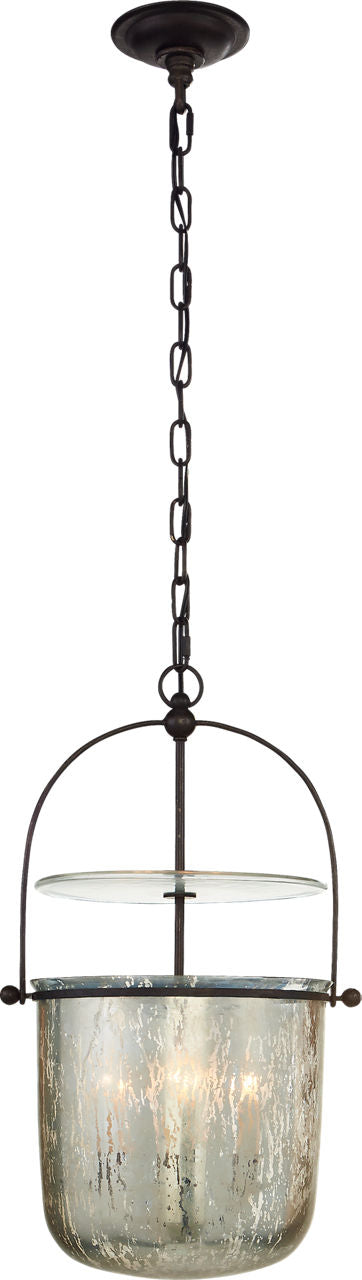 Lorford Small Smoke Bell Lantaarn — Chapman & Myers for Visual Comfort & Co. — Aged Iron with Antiqued Mercury Glass