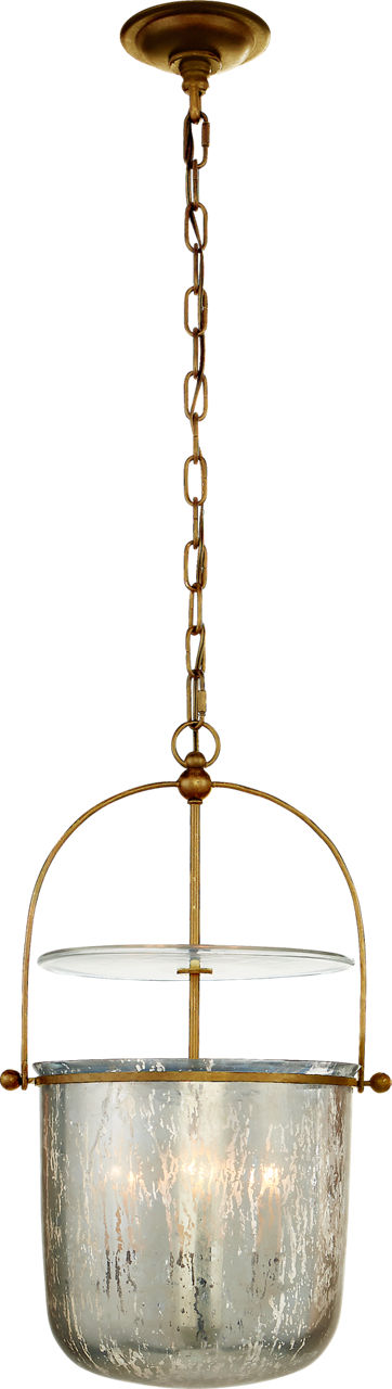 Lorford Small Smoke Bell Lantaarn — Chapman & Myers for Visual Comfort & Co. — Gilded Iron with Antiqued Mercury Glass