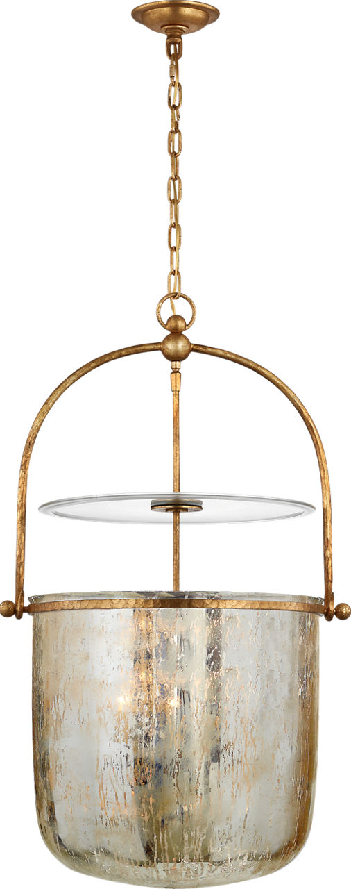 Lorford Smoke Bell Lantaarn — Chapman & Myers for Visual Comfort & Co. — Gilded Iron with Mercury Glass