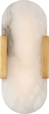Melange 10" Elongated Wandlamp — Kelly Wearstler for Visual Comfort & Co. — Antique-Burnished Brass with Alabaster