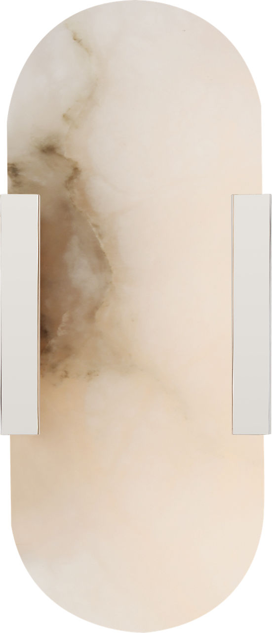 Melange 10" Elongated Wandlamp — Kelly Wearstler for Visual Comfort & Co. — Polished Nickel with Alabaster
