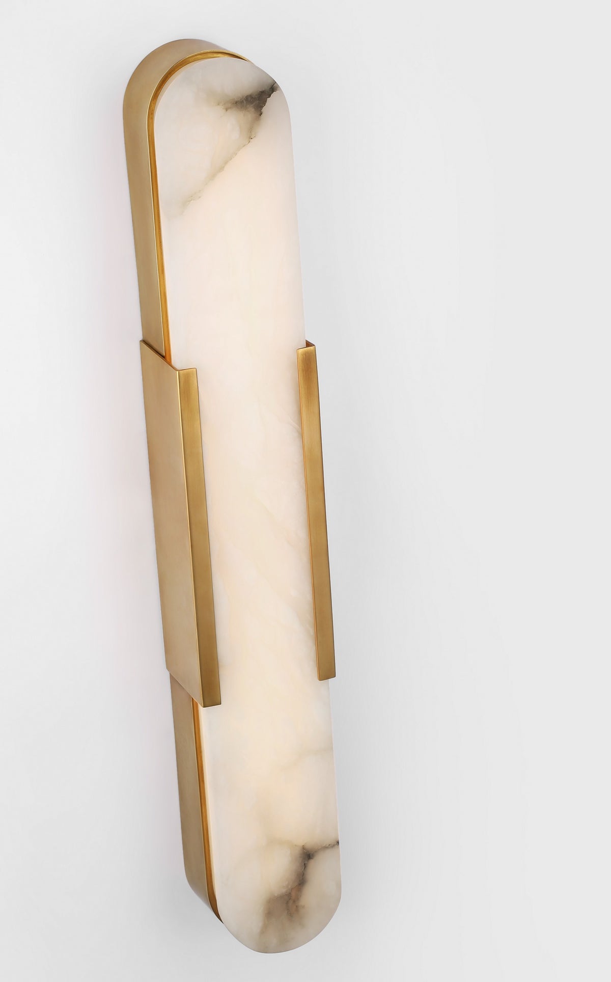 Melange 28" Elongated Vägglampa — Kelly Wearstler for Visual Comfort & Co. — Antique-Burnished Brass with Alabaster detaljbild