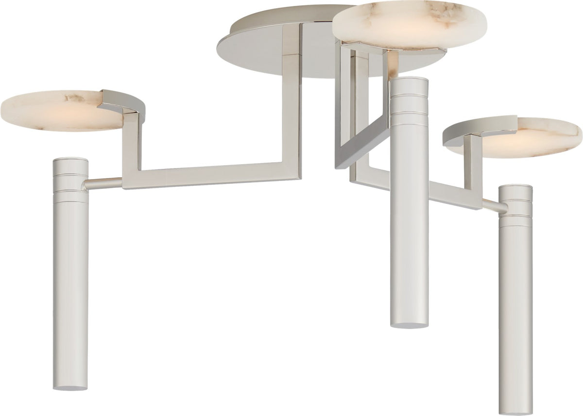 Melange Large Floating Disc Semi-Flush Plafonnière — Kelly Wearstler for Visual Comfort & Co. — Polished Nickel with Alabaster