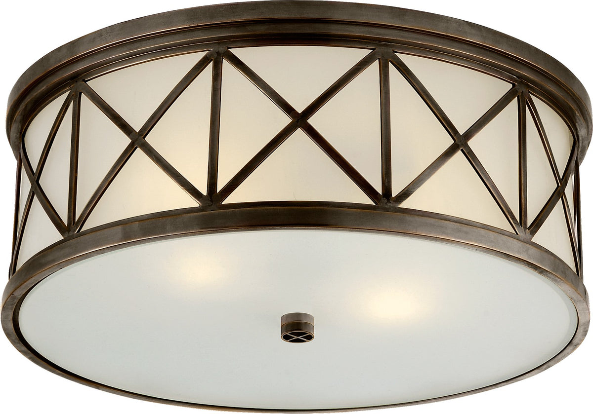 Montpelier Flush Mount Large — Suzanne Kasler for Visual Comfort & Co. — Bronze with Frosted Glass