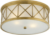 Montpelier Flush Mount Large — Suzanne Kasler for Visual Comfort & Co. — Hand-Rubbed Antique Brass with Frosted Glass
