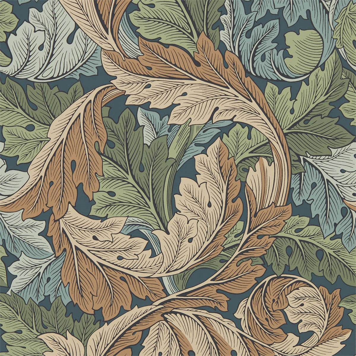 Acanthus Wallpaper Slate Blue/Thyme wallpaper from Morris & Co