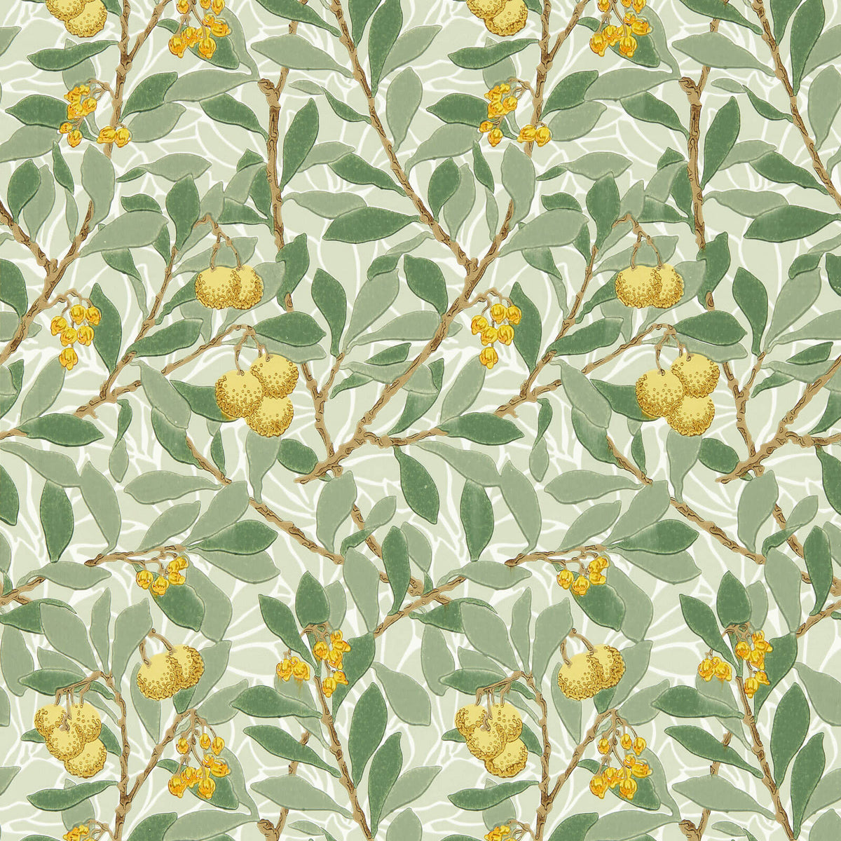 Arbutus Behang Sage/Lemon behang van Morris & Co