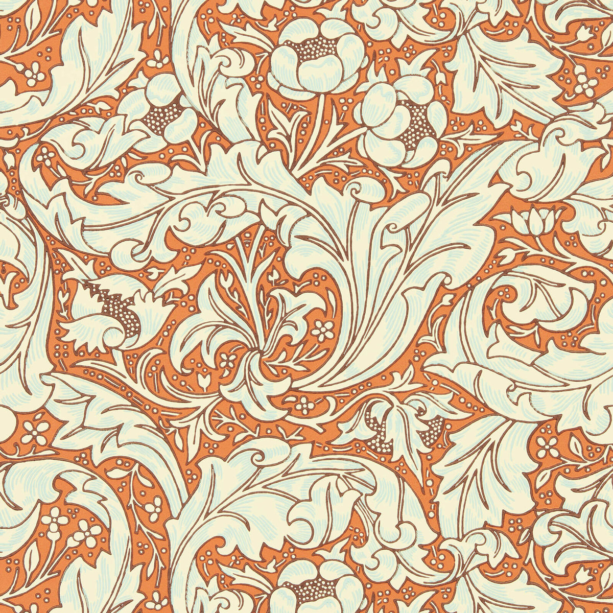 Bachelors Button -tapetti Burnt Orange/Sky -tapetti, valmistaja Morris & Co
