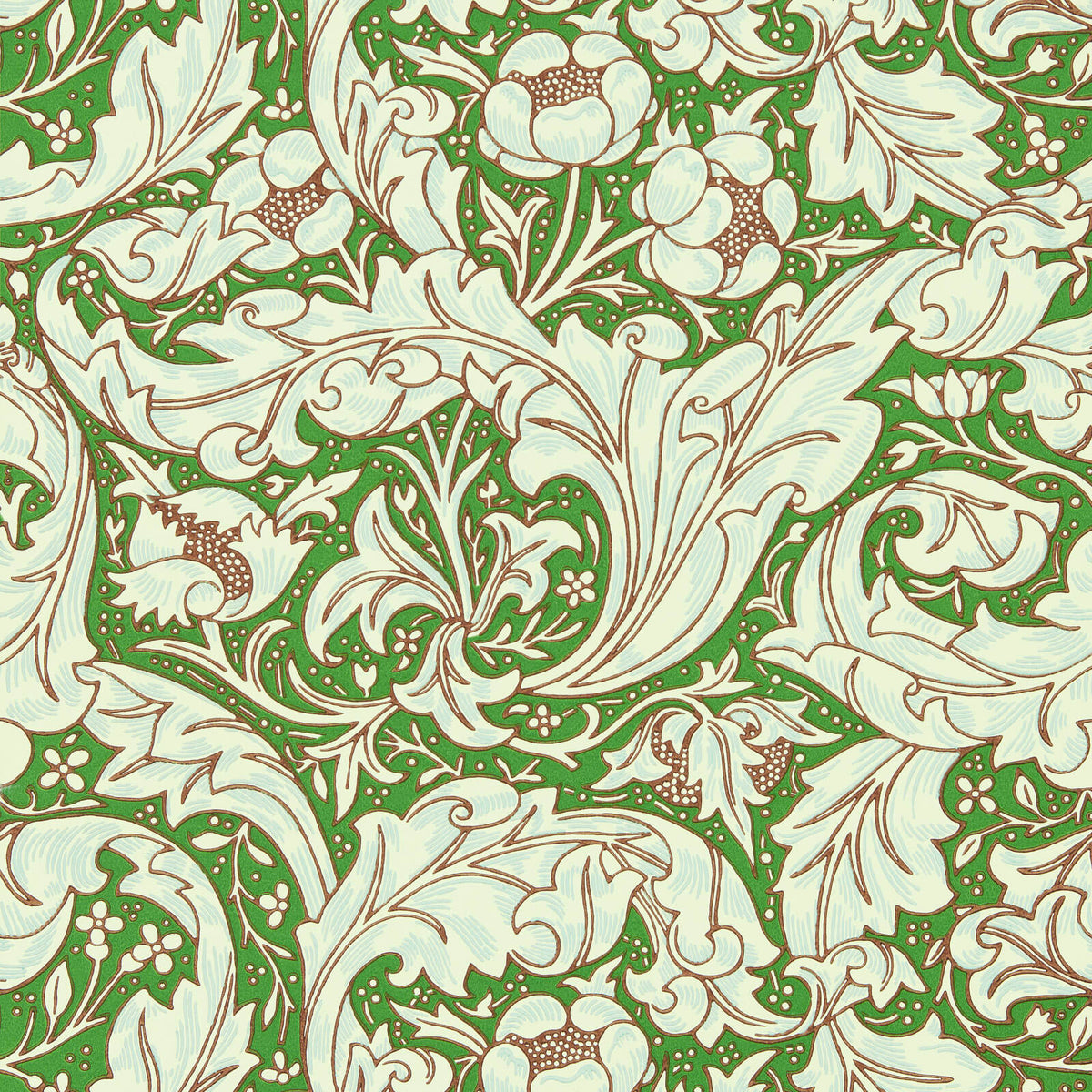 Bachelors Button -tapetti Leaf Green/Sky -tapetti, valmistaja Morris & Co