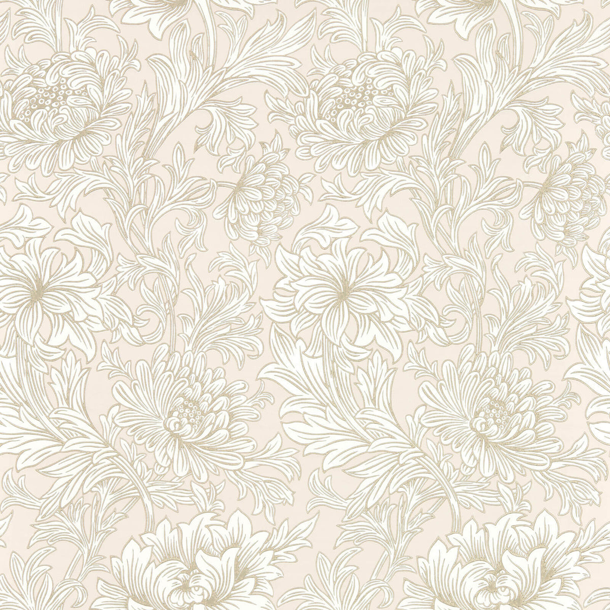 Chrysanthemum Toile Behang Cochineal Pink behang van Morris & Co