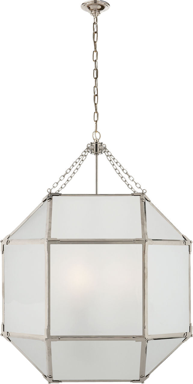 Morris Large — Suzanne Kasler for Visual Comfort & Co. — Polished Nickel with Frosted Glass -lyhty