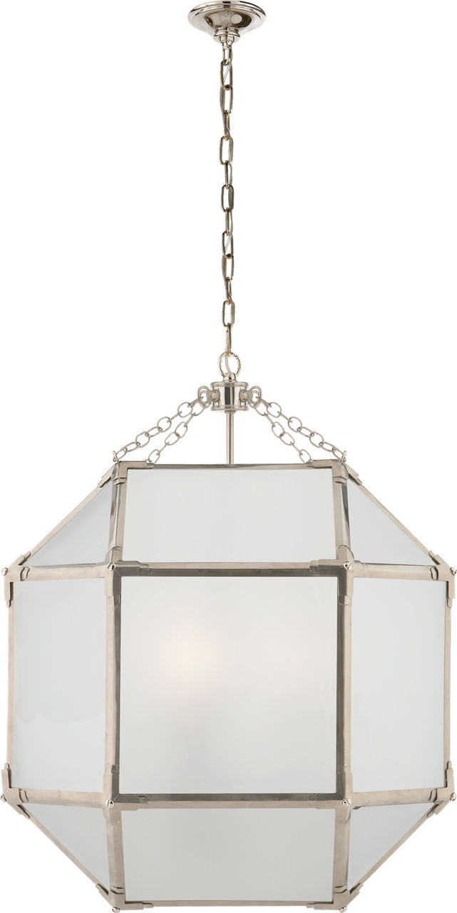 Morris Medium — Suzanne Kasler for Visual Comfort & Co. — Polished Nickel with Frosted Glass -lyhty