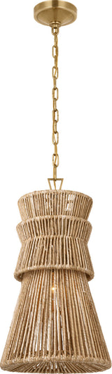 Antigua 13" Hanglamp — Chapman & Myers for Visual Comfort & Co. — Antique-Burnished Brass and Natural Abaca