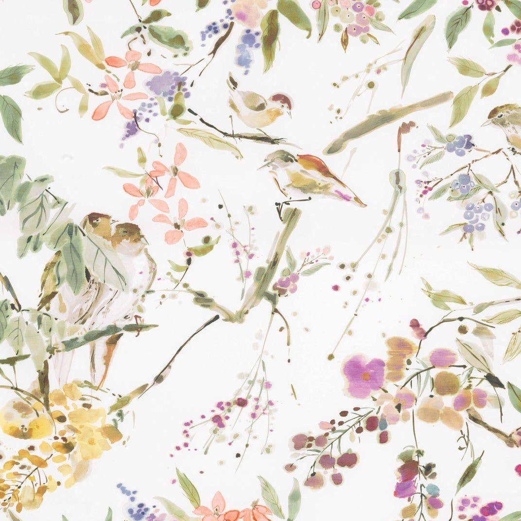 Penglai Magenta/Green/Lavender — Nina Campbell stof