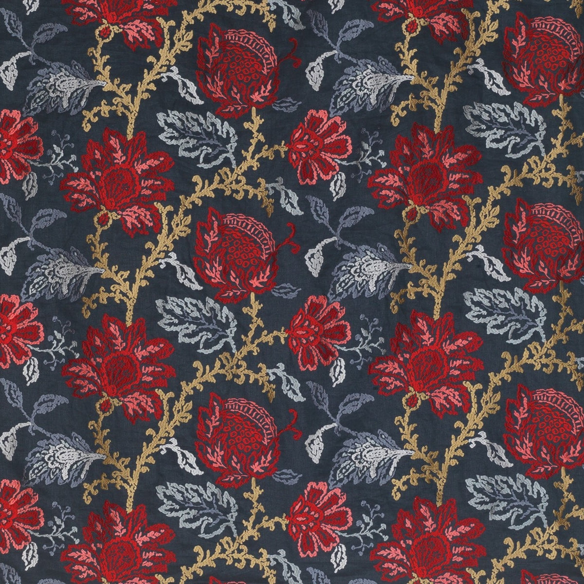 Coromandel Blue/Red/Neutral — Nina Campbell tyg