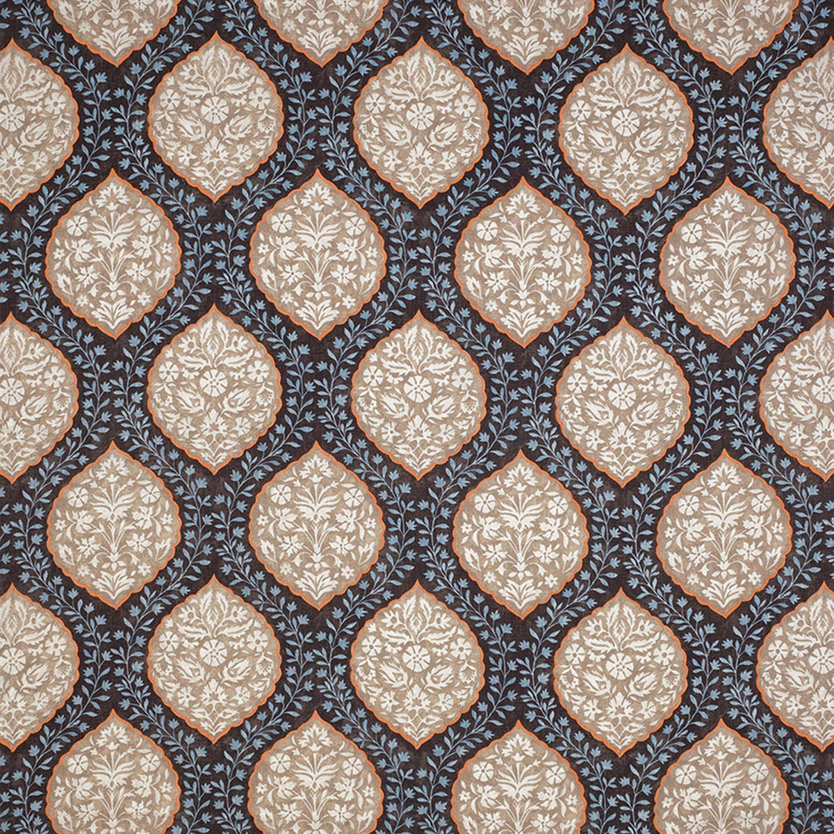 Marguerite Chocolate/Beige — Nina Campbell fabric