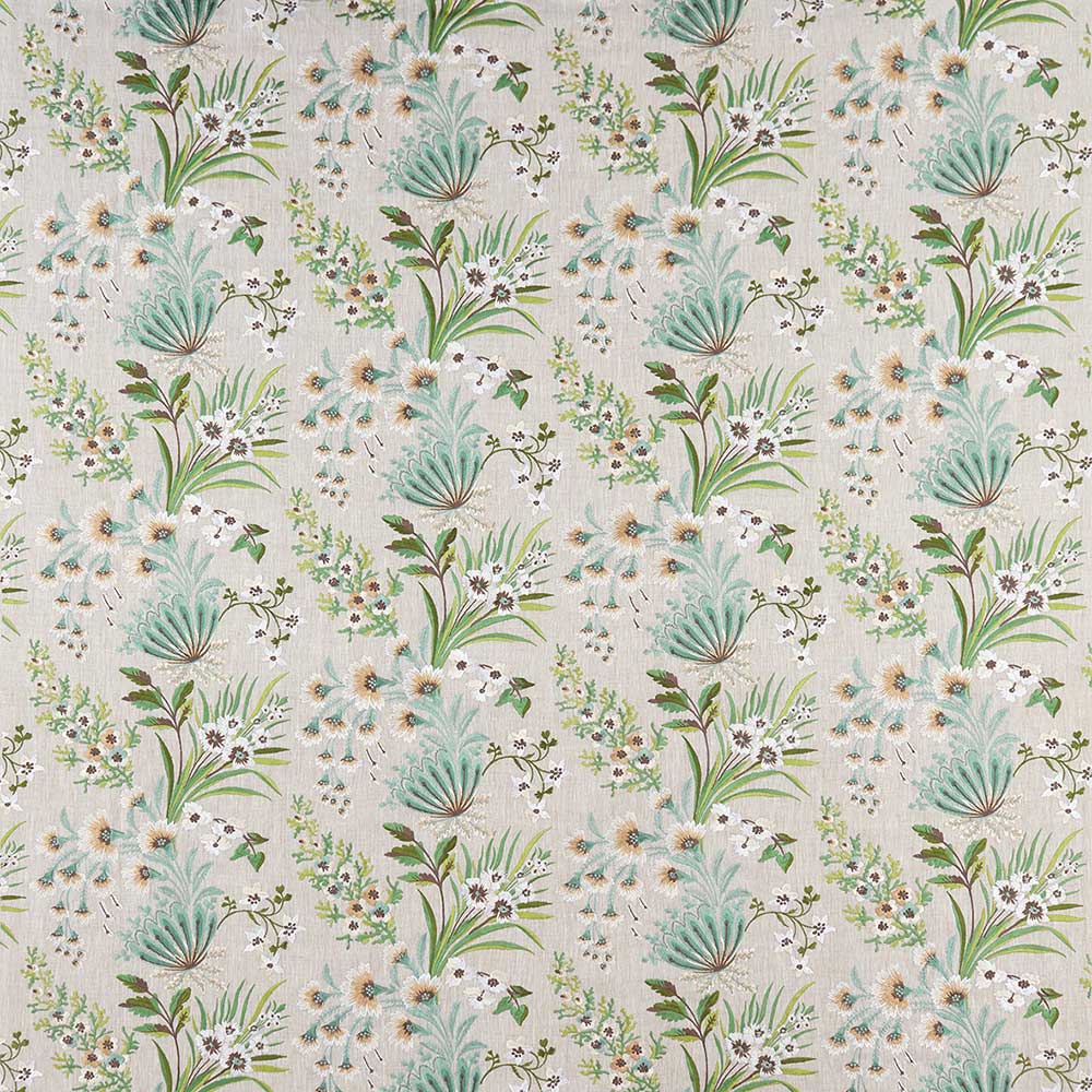 Michelham Aqua/Green — Nina Campbell tyg