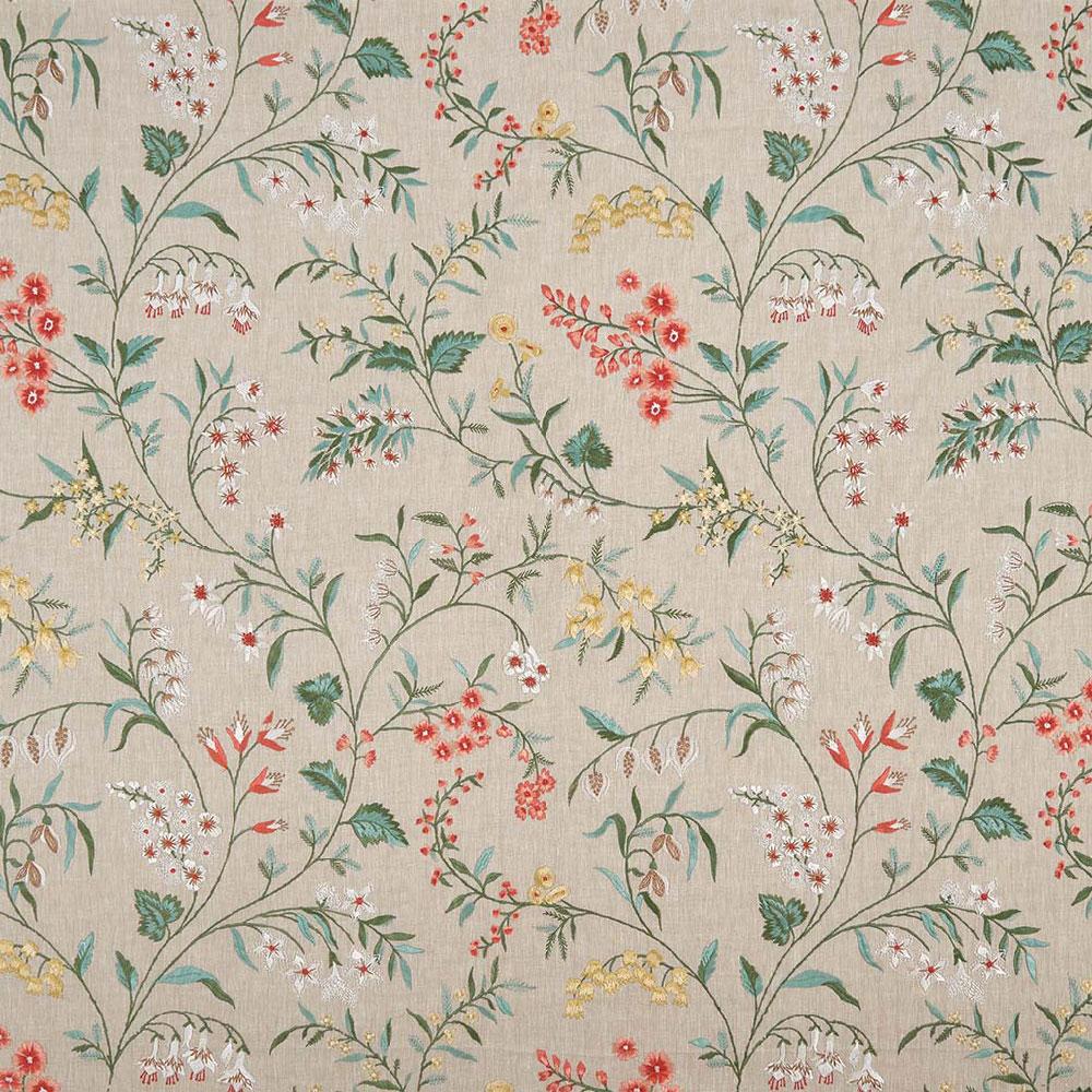 Almora Coral/Soft Gold/Green — Nina Campbell stof
