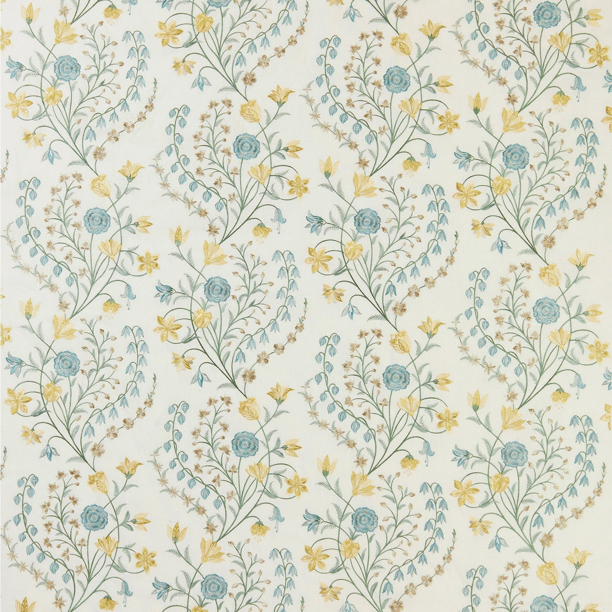 Nina Campbell Fabric Madeleine Aqua Yellow