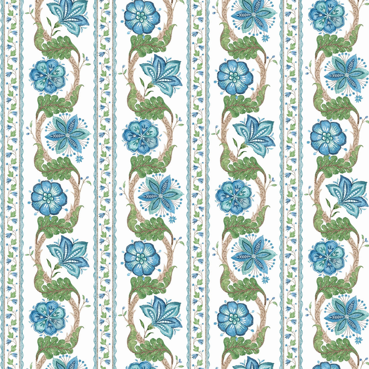 Nina Campbell Fabric Clermont Blue Green